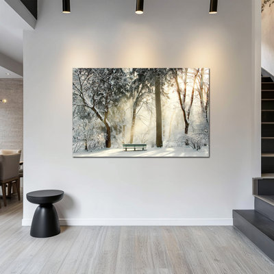 Large Winter Tree Canvas Wall Art - Winter Scene Pictures Wall Decor for Living Room, Snow Landscape Winter Artwork for Home Decor Frame Wrapped Canvas Prints
