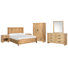 Hagi King Panel Bed 2 Open Nightstands Double Drawer Dresser With Landscape Mirror And Armoire