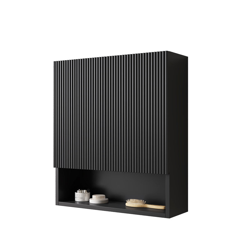 Armoire de toilette de 26 po avec portes et tablette, rangement noir pour la salle de bain, la cuisine et la salle de bain