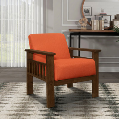 Chaise d'appoint en tissu texturé, base en bois au fini noyer, bois, capacité de poids de 300 lb