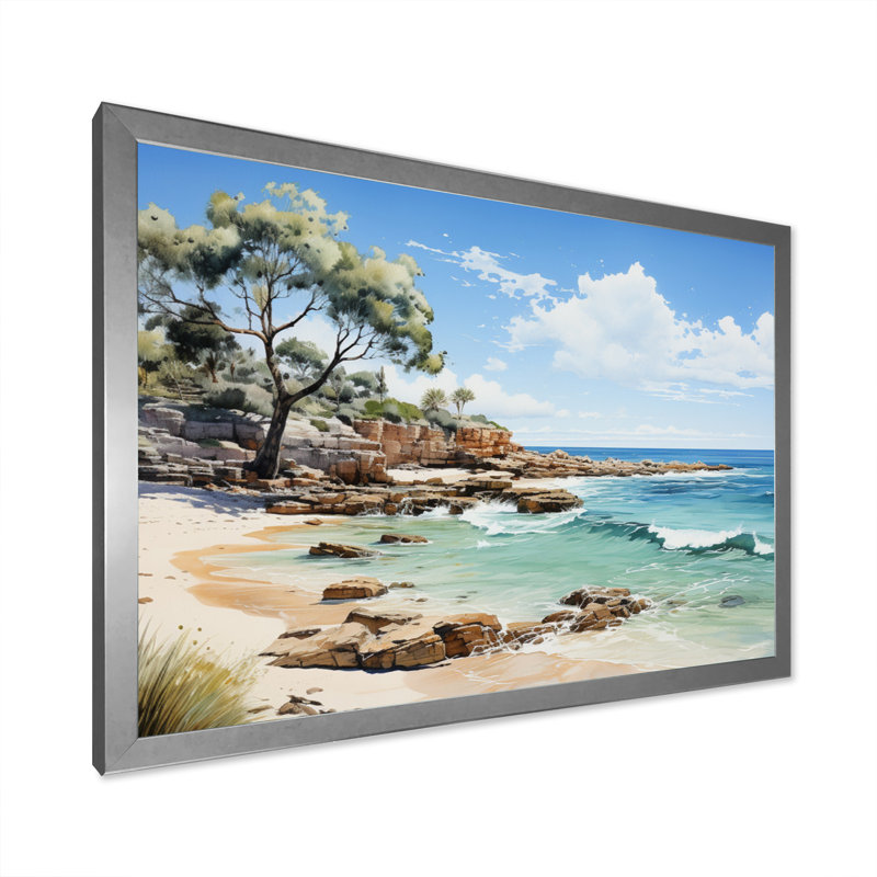 «Alvetta Cable Beach Broome II», reproduction sur toile, H 16 po x l 32 po x P 1 po, Cadre simple argenté