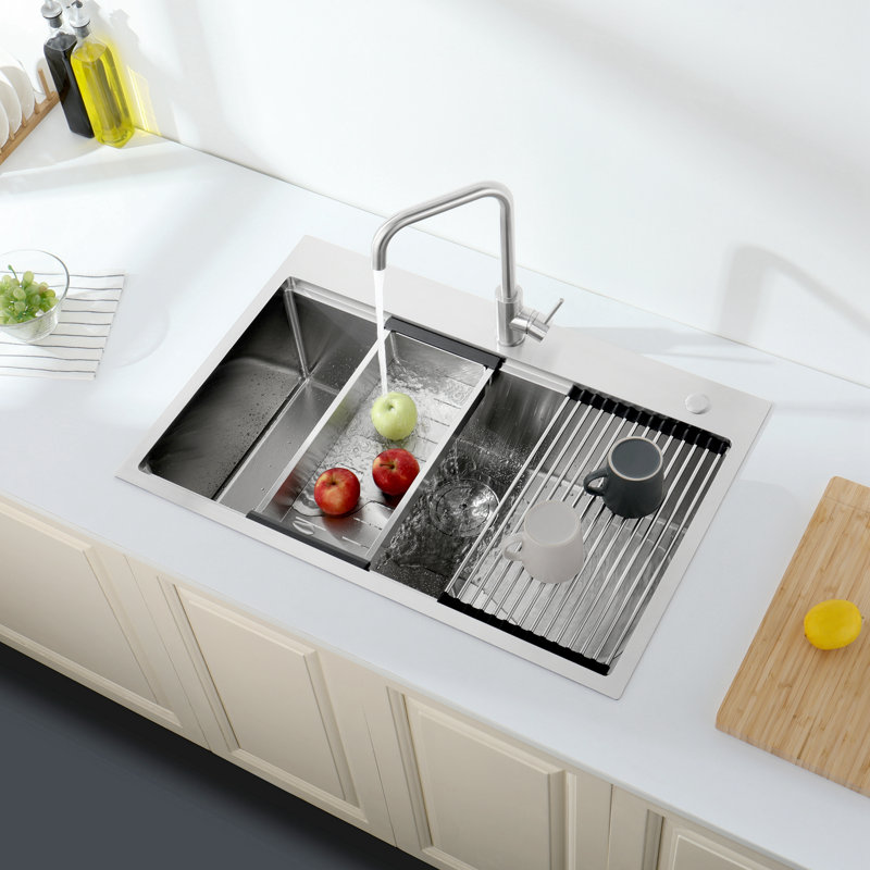 Évier de cuisine en acier inoxydable, Gris