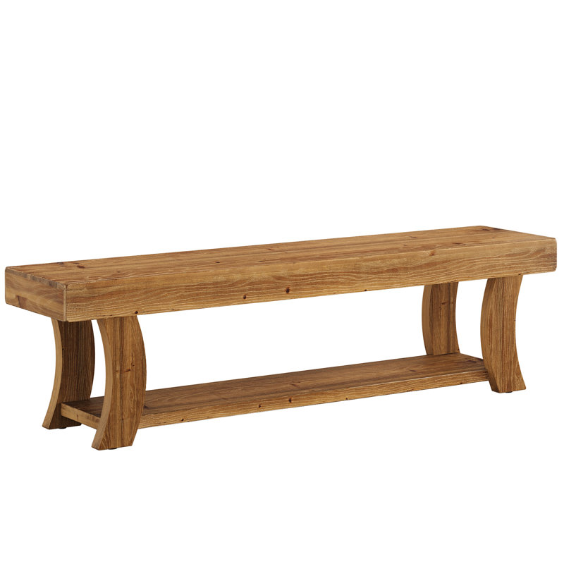 Upholstered Bench with Shelves