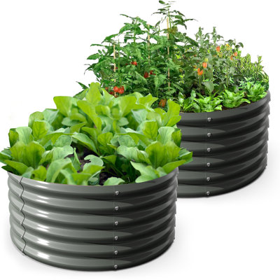 Ensemble de 2 jardin surélevé galvanisé rond 4 pi x 4 pi x 1,5 pi Patson