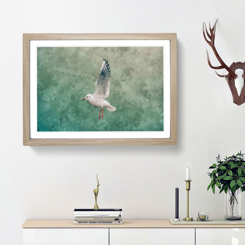 Seagull - Picture Frame Painting Print, 24cm H x 33cm W x 2cm D, Oak Framed