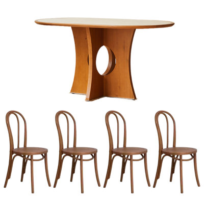 Vintage Cream Style Rock Slab Oval Dining Table