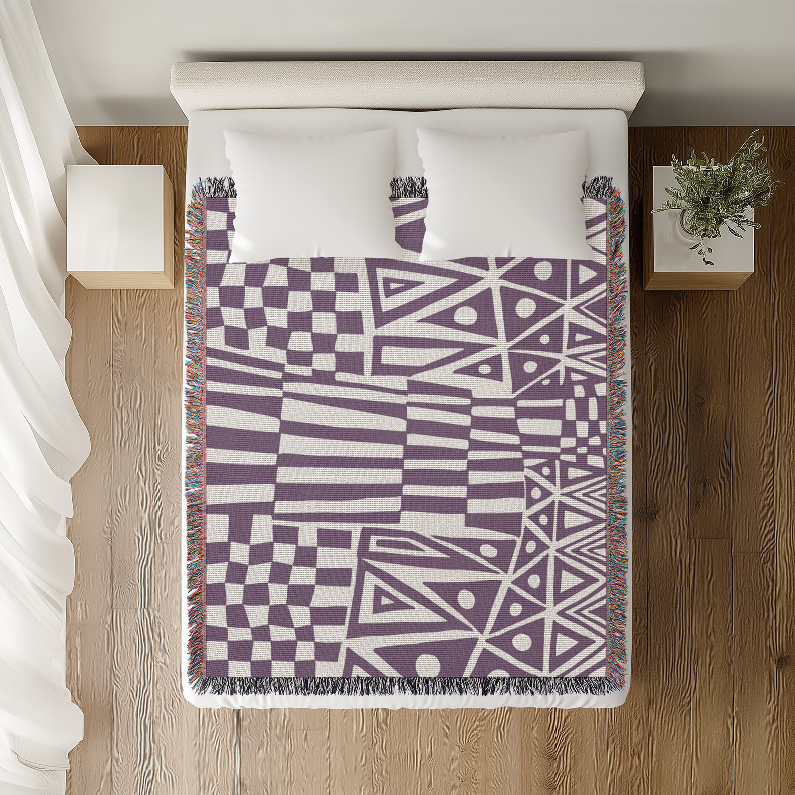 Cocodili Cotton Jacquard Throw Blanket, 60" x 80" – Queen, Purple