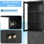 Armoire de rangement multifonctionnelle autoportante pour salle de bain, avec portes en verre et tablette réglable, pour salle de bain, cuisine ou salon