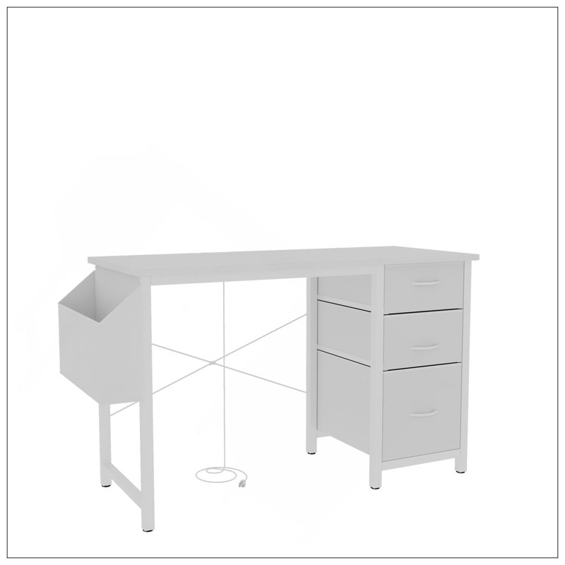 Bureau polyvalent avec fonctions multiples et fabrication stable, Blanc