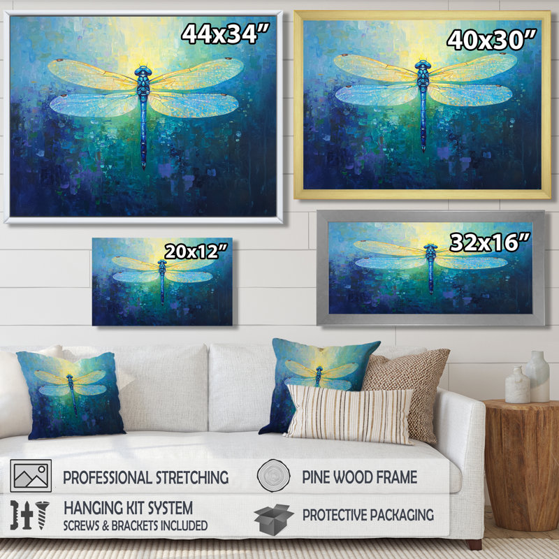 Libellules, ailes iridescentes II - libellule, art mural, H 12 po x l 20 po, Toile tendue, Ne s’applique pas
