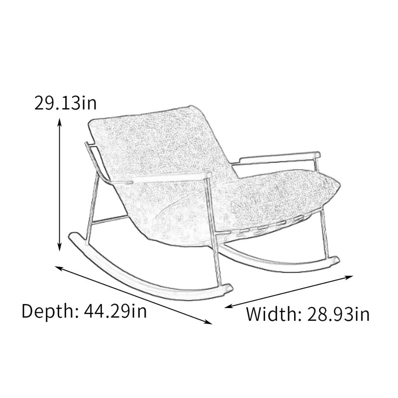Chaise berçante confortable en chenille amovible, Noir, noir, noir, noir