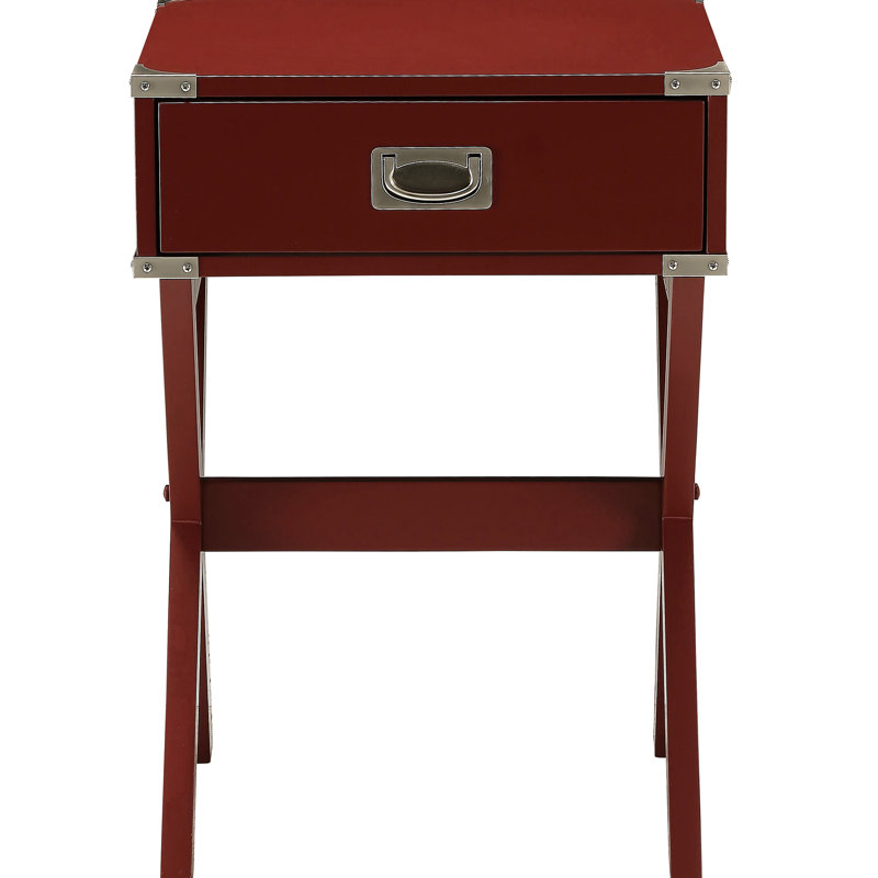 Table de bout rouge avec base - pratique pour le salon et le bureau personnel 1 chambre à coucher rustique, Red