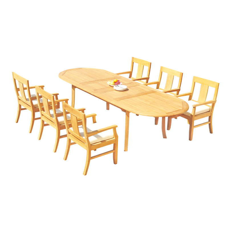 Osborne Outdoor 5 - Piece Teak Dining Set, 30.5" H x 82" L x 40" W, 8