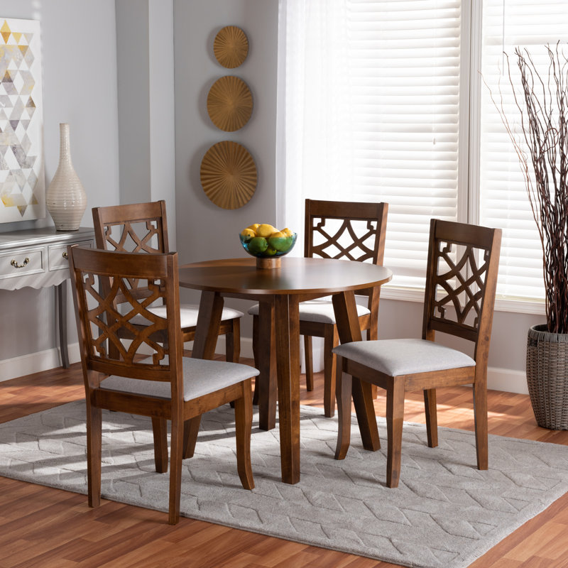 4 - Person Solid Wood Top Four Leg Dining Set, Walnut Brown