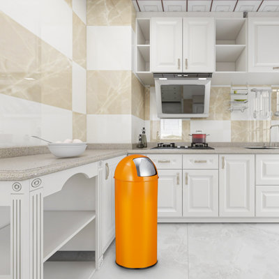 Poubelle à couvercle poussoir 17 gallons de 65 L de qualité commerciale, imperméable et résistante aux empreintes digitales pour la cuisine