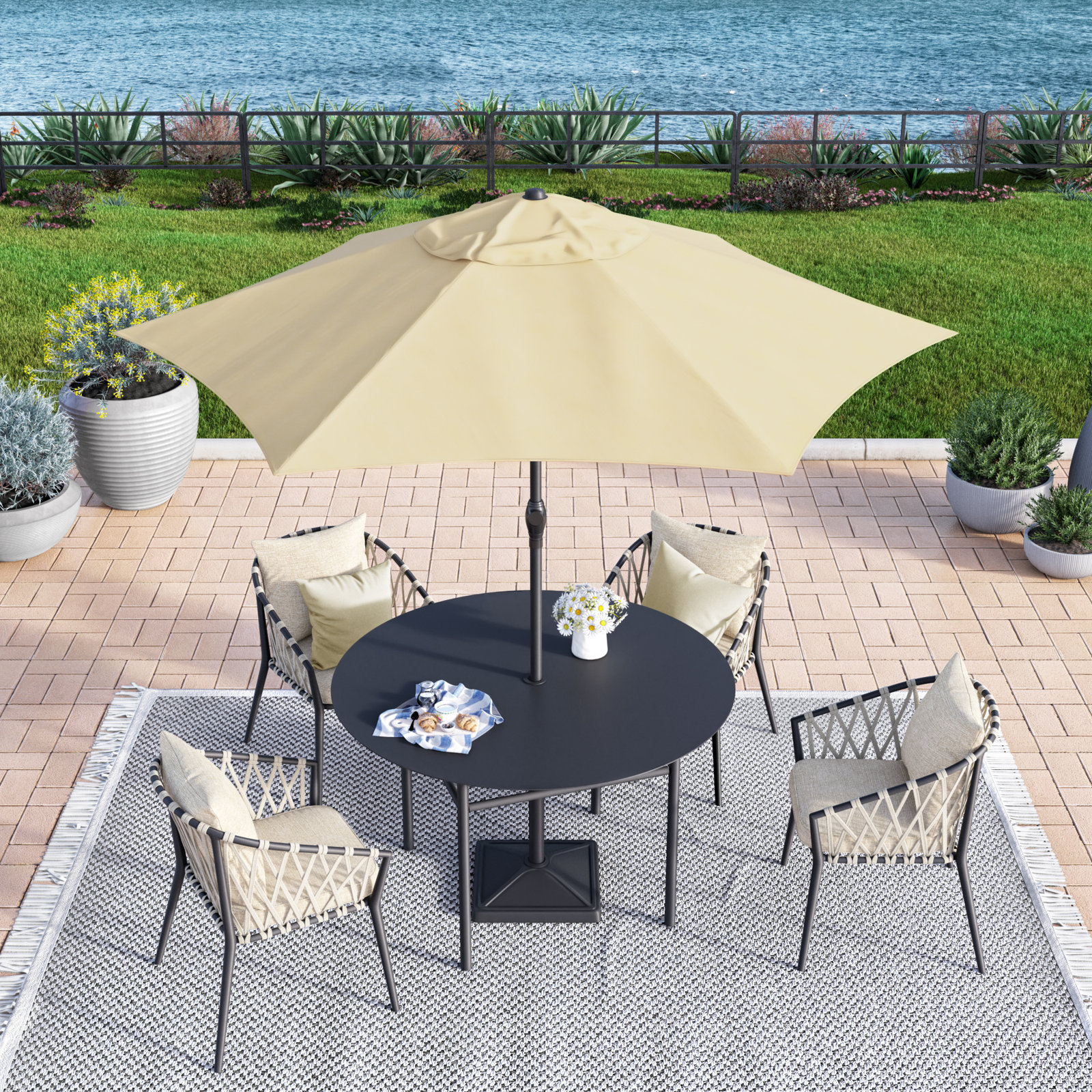 Toscana 108'' Outdoor Umbrella, Antique Beige - Polyester
