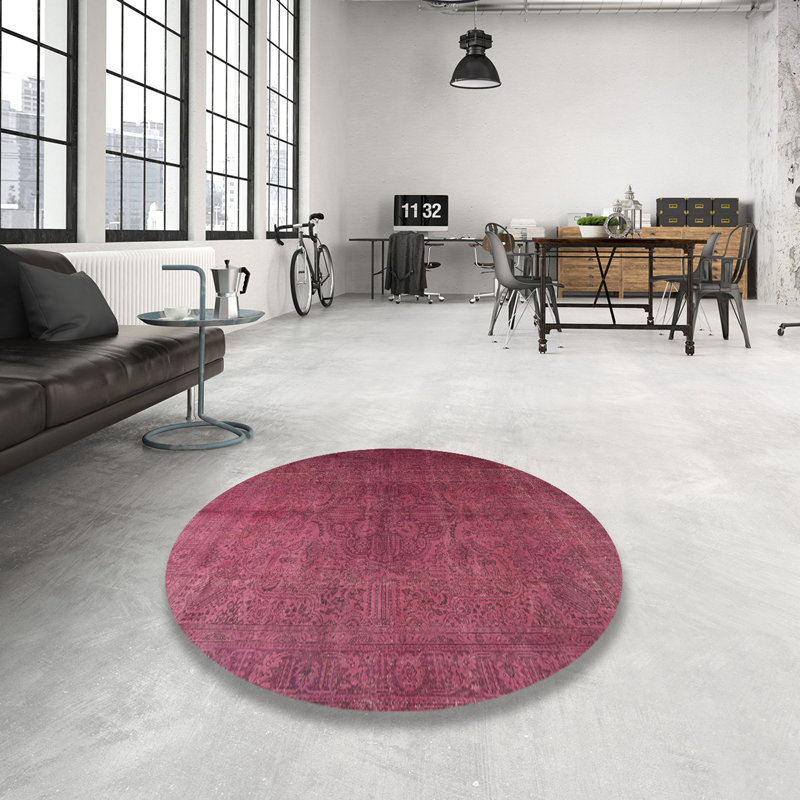 Tapis traditionnel rouge / mauve Guccione, Rond 6 pi