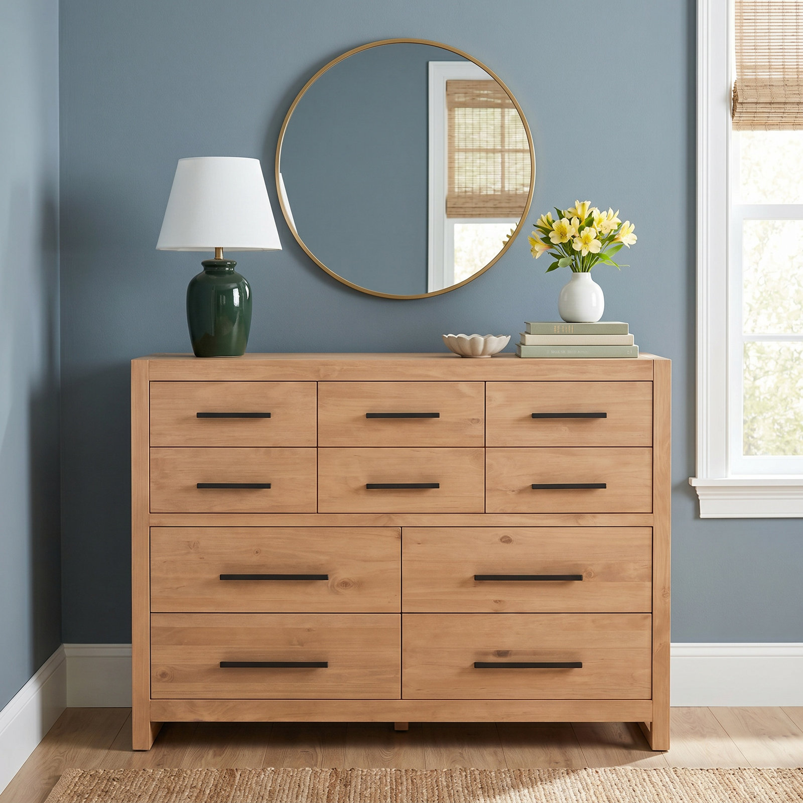 Modica 60" Pine Dresser, Brown Natural