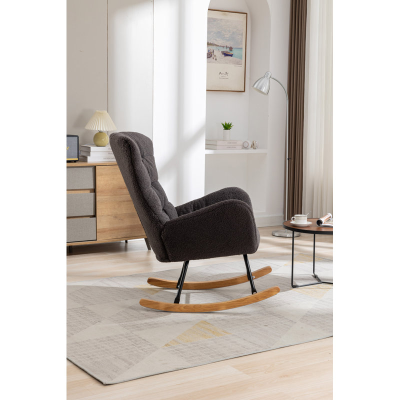 Chaise berçante rembourrée Lamond, Gris foncé