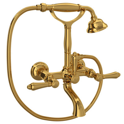 Country Bath Triple Handle Wall Mount Exposed Tub Filler Faucet