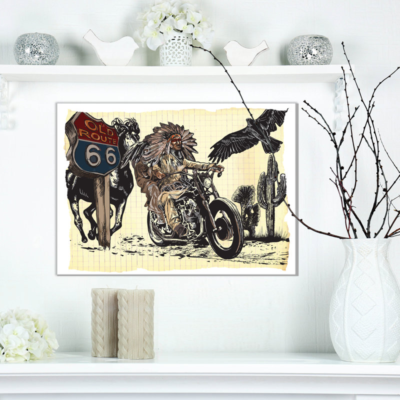 «Native American in Moto», impression, H 20 po x l 20 po x P 1 po, Toile tendue
