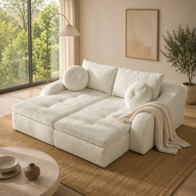 Méridienne simple de 76 pouces, velours côtelé doux pour la peau - gauche et droite pour le salon, la chambre à coucher et au-delà, pour le salon moderne, velours côtelé