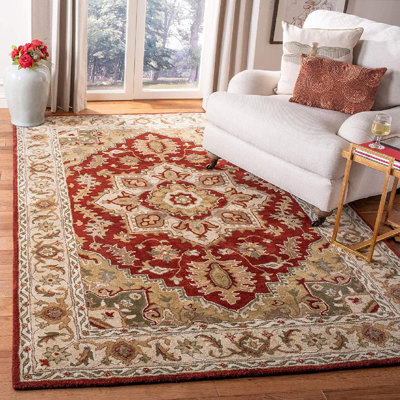 Colliers Royalty Hand Tufted Indian Wool New Zealand Wool Oriental Rug in Beige/Red