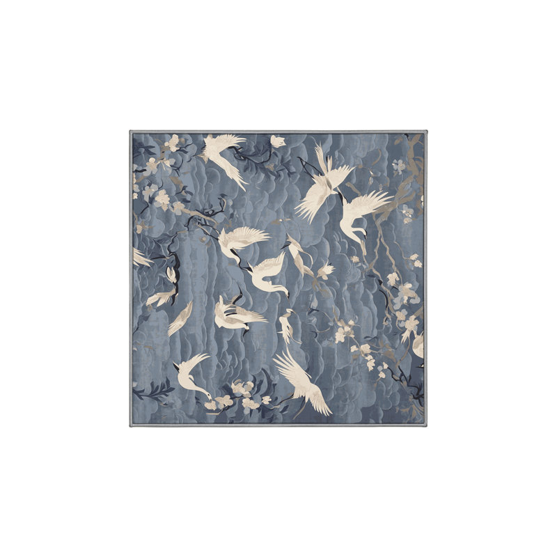 Machine Washable Gray Area Rug, Square 4'