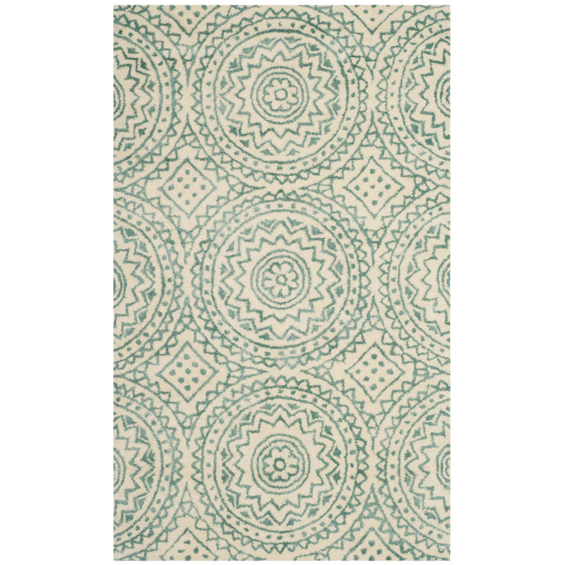 Rudra Hand Tufted Wool, Viscose Floral Rug, Rectangle 2' x 3'