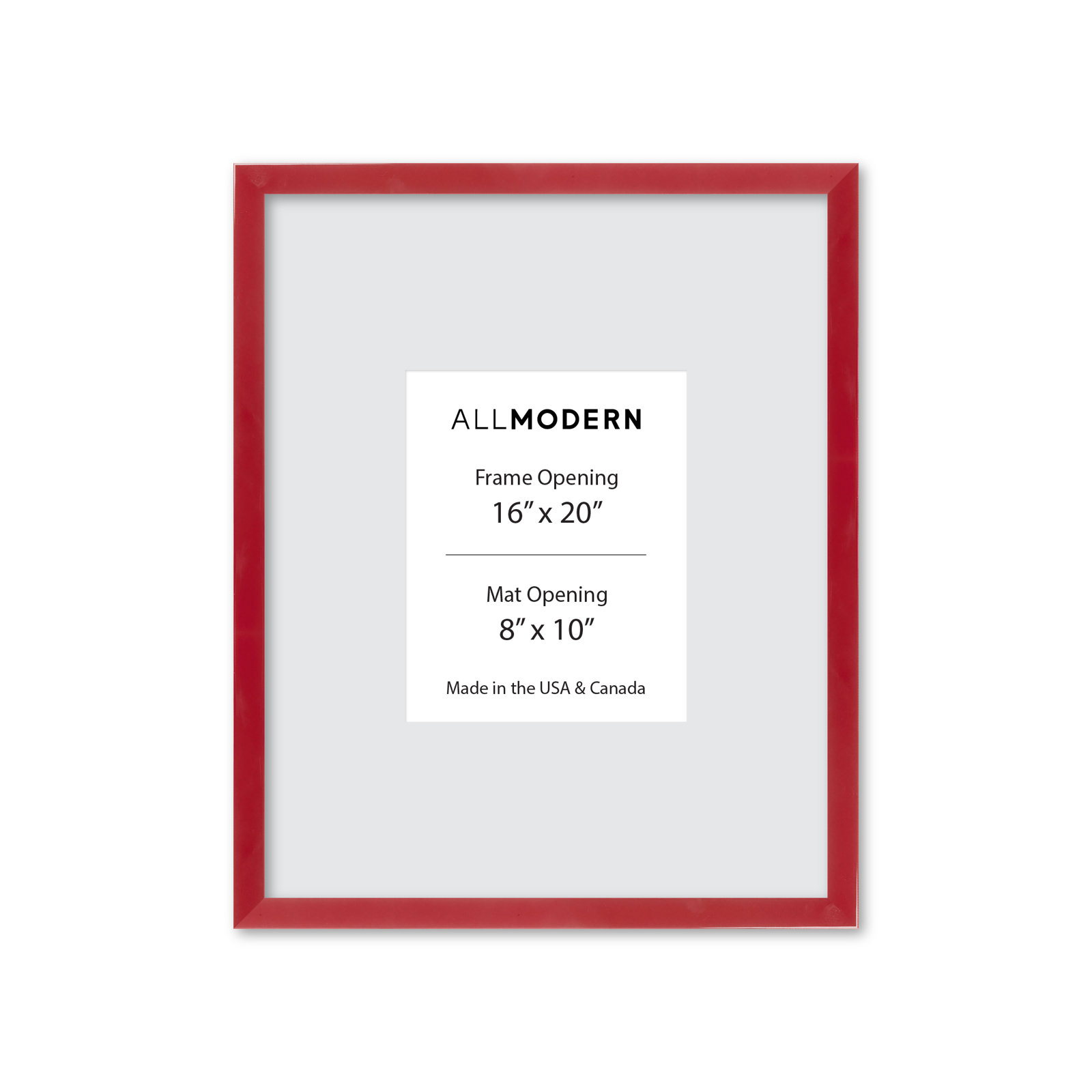 Willin Solid Wood Picture Frame with Mat, 16" W x 20" H, Red