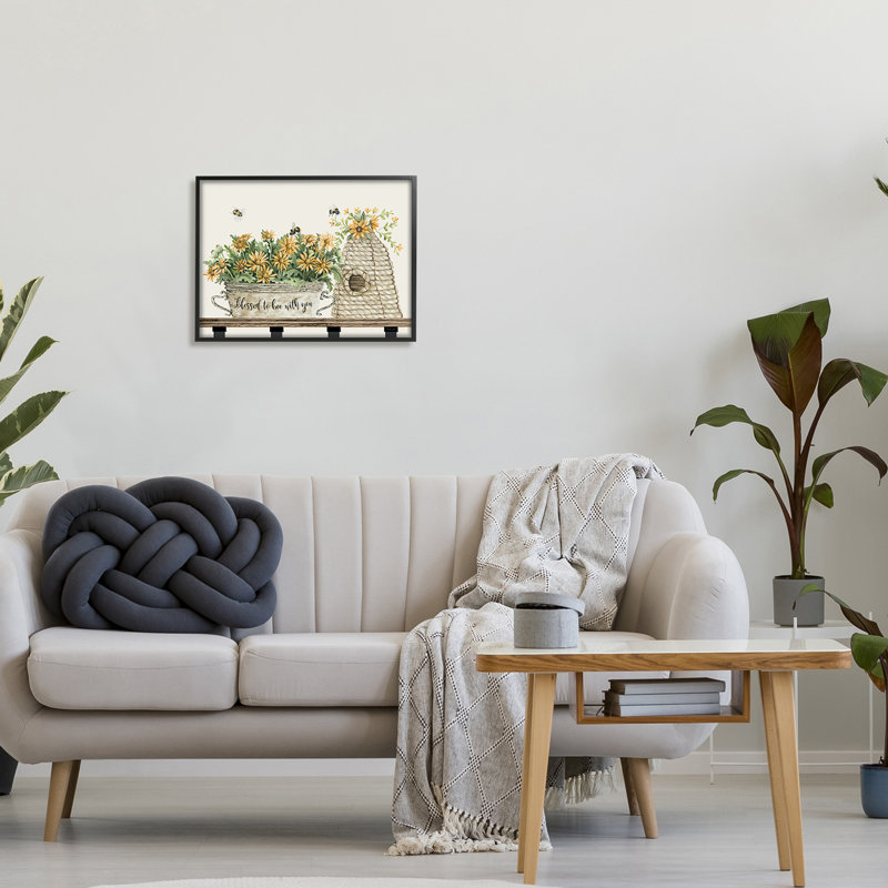 Bee With You d'intérieur, H 20 po x l 20 po x P 1,5 po, Giclée encadrée noir minuit