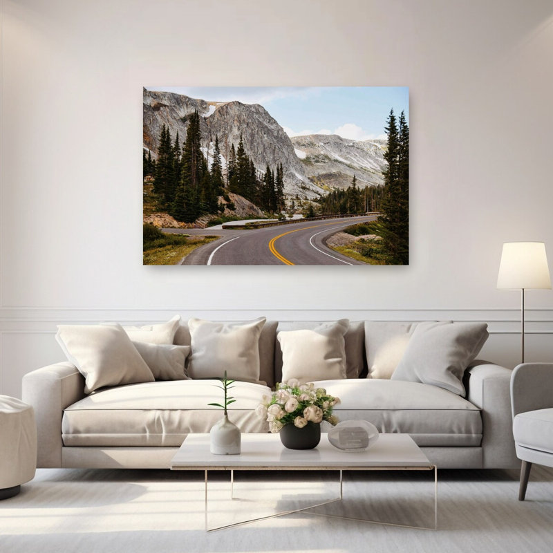 The Road To The Snowies Serene Abstract Contemporary Pine Forest Landscape Wall Art Print 1 Piece Wrapped Canvas Wall Art