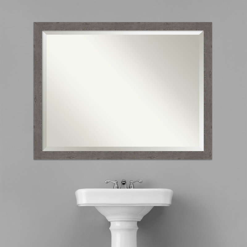 Akhia Narrow Beveled Wall Mirror, 33" x 43", Rustic Plank Gray