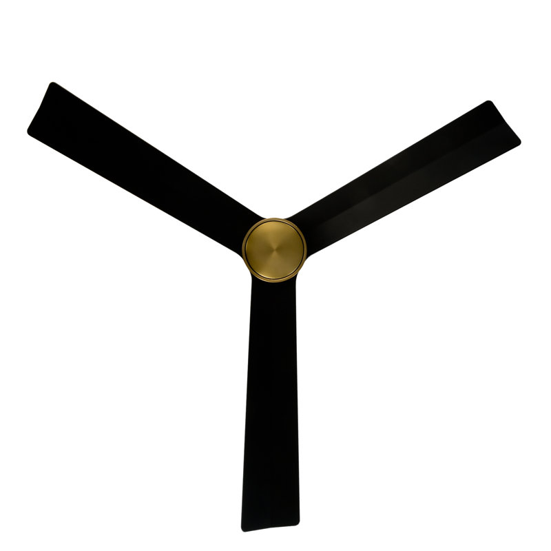 52" 3 Blade Smart Ceiling Fan with Remote Control Included, Without Light Kit, Soft Brass with Matte Black Blades