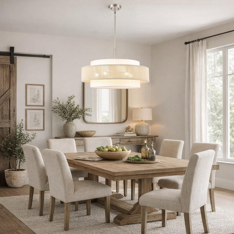 Reenat 5-Light Dimmable Drum Chandelier, Nickel