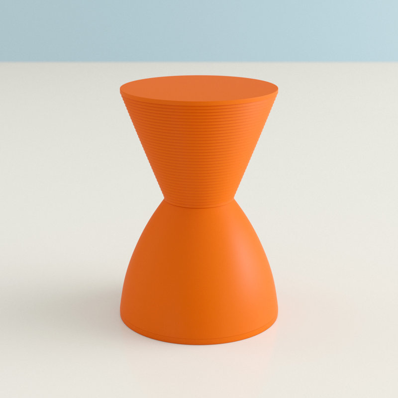 Orange Hourglass Acrylic Side Table with Hidden Storage