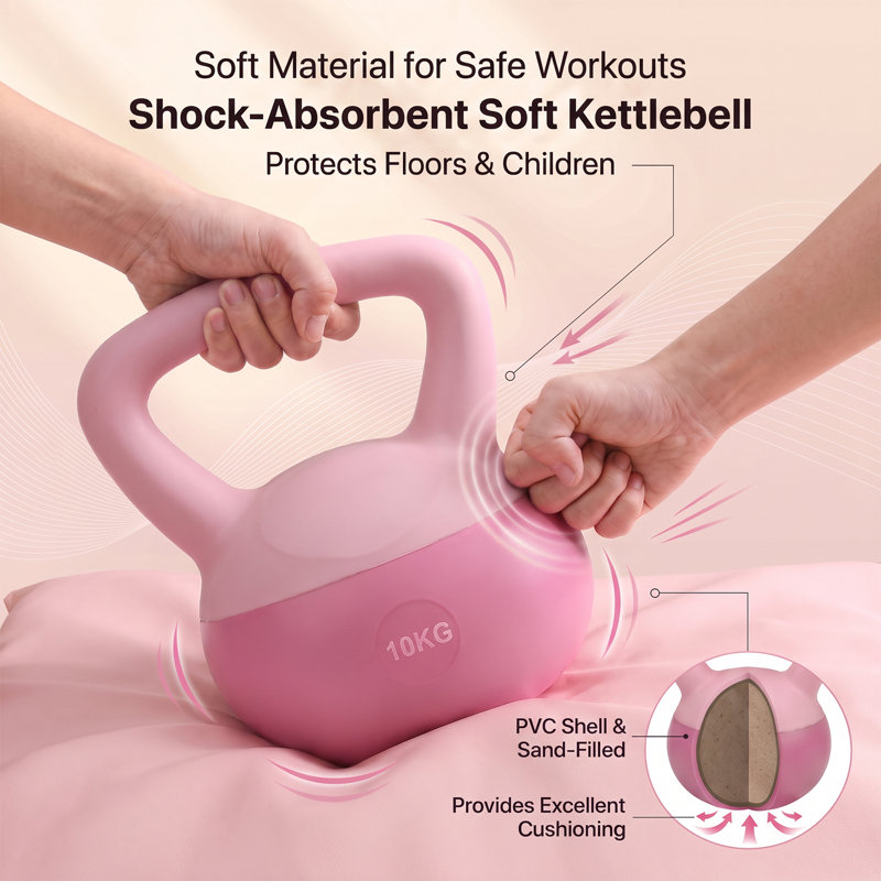 10kg Strength Training Soft Kettlebell with Non-Slip Handle, Pink