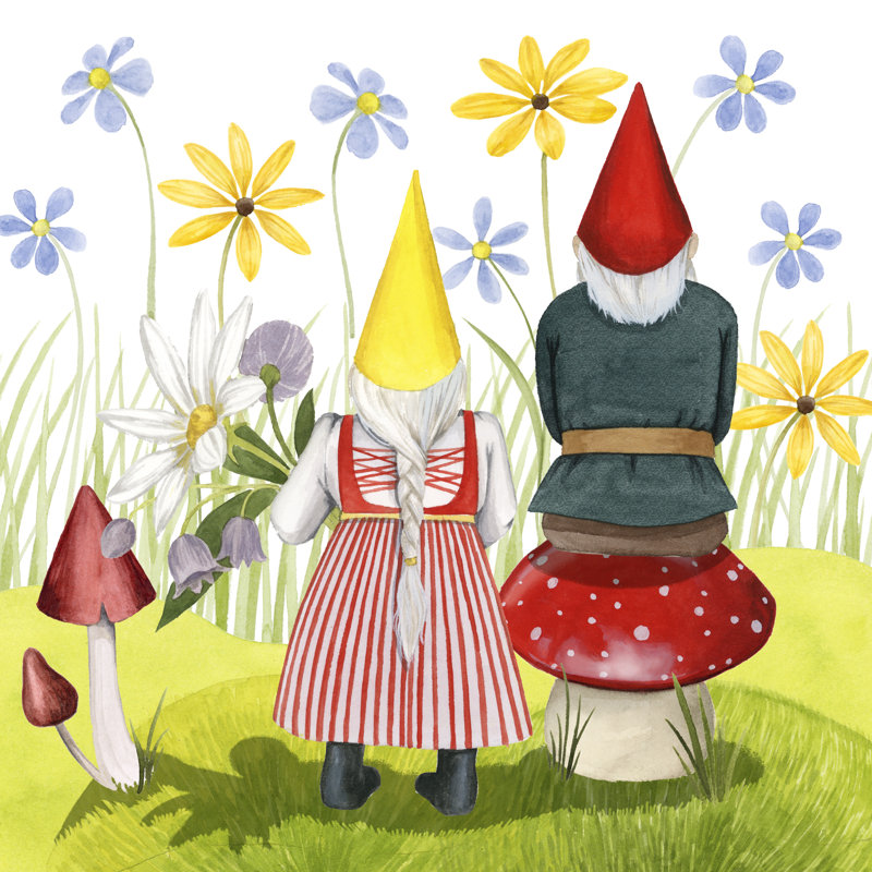 Gnome Neighbors III by Grace Popp - Wrapped Canvas Painting, 30cm H x 30cm W
