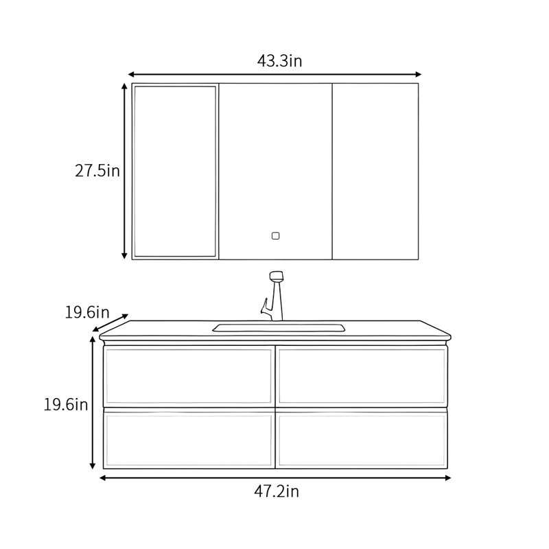 Retro simple style light luxury bathroom cabinet