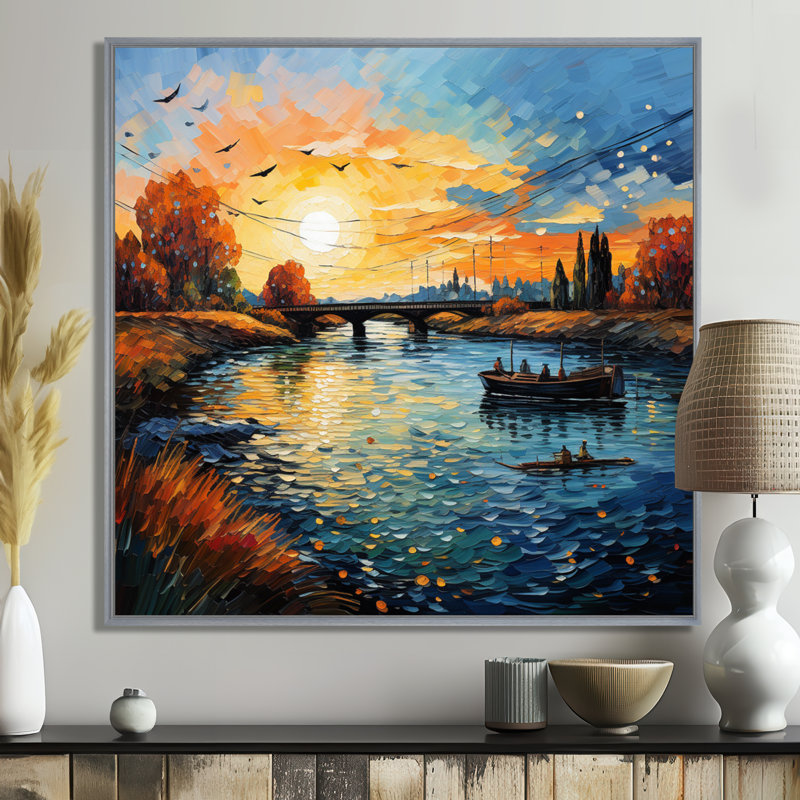 «Vangogh The Bridge At Arles II - Vangogh Wall Art» par Vincent Van Gogh, peinture, H 36 po x l 36 po x P 1,5 po