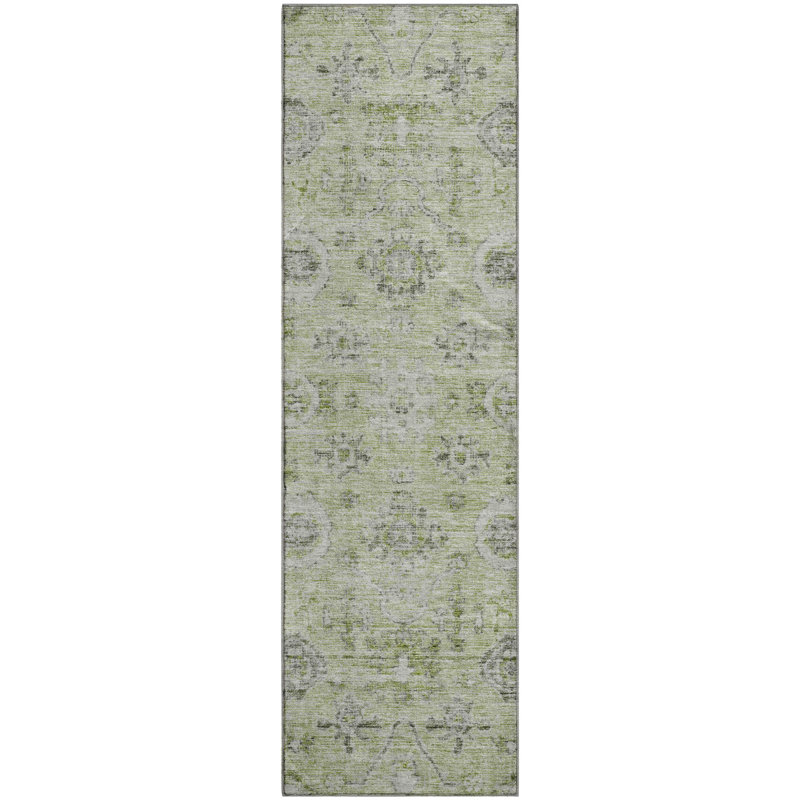 Premium Machine Washable Konopka AMF1110 Damask Rug, Runner 2'3" x 7'6"