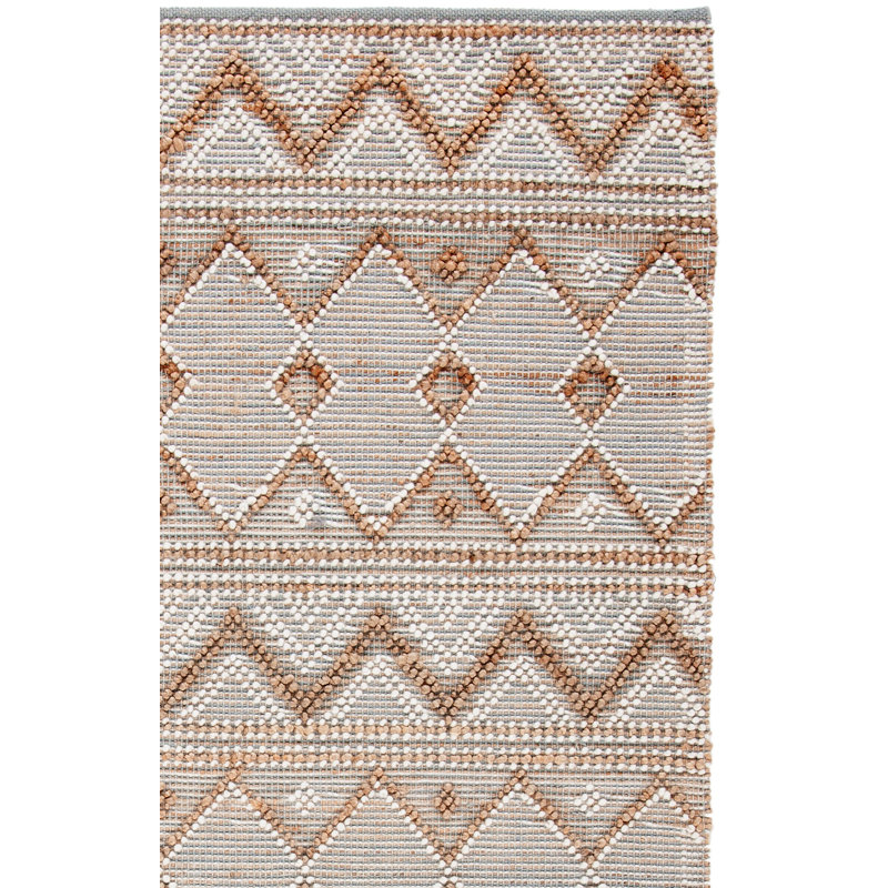 Tapis en jute / laine / coton tissé à la main Landenberg en naturel / ivoire Landenberg, Carré 6 pi