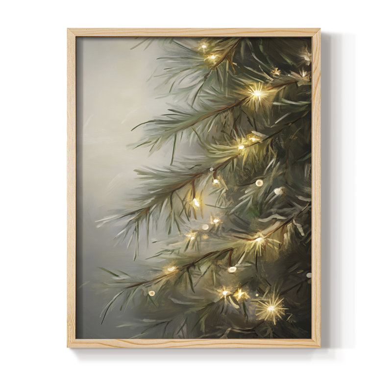 Christmas Holiday Art -Series 2-XL Framed Print - Solid Wood, Natural, 15" H x 12" W