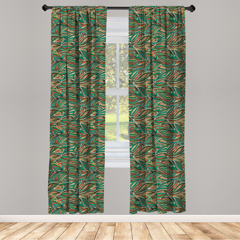 Floral Semi-Sheer Rod Pocket Curtain Panels, 28" W x 84" L
