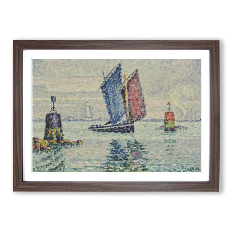 Le Sardinier, Locmalo by Paul Signac - Picture Frame Painting, Walnut Framed, 36cm H x 48cm W x 2cm D