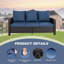 Un canapé trois places + deux chaises pivotantes + deux repose-pieds + une table d'appoint