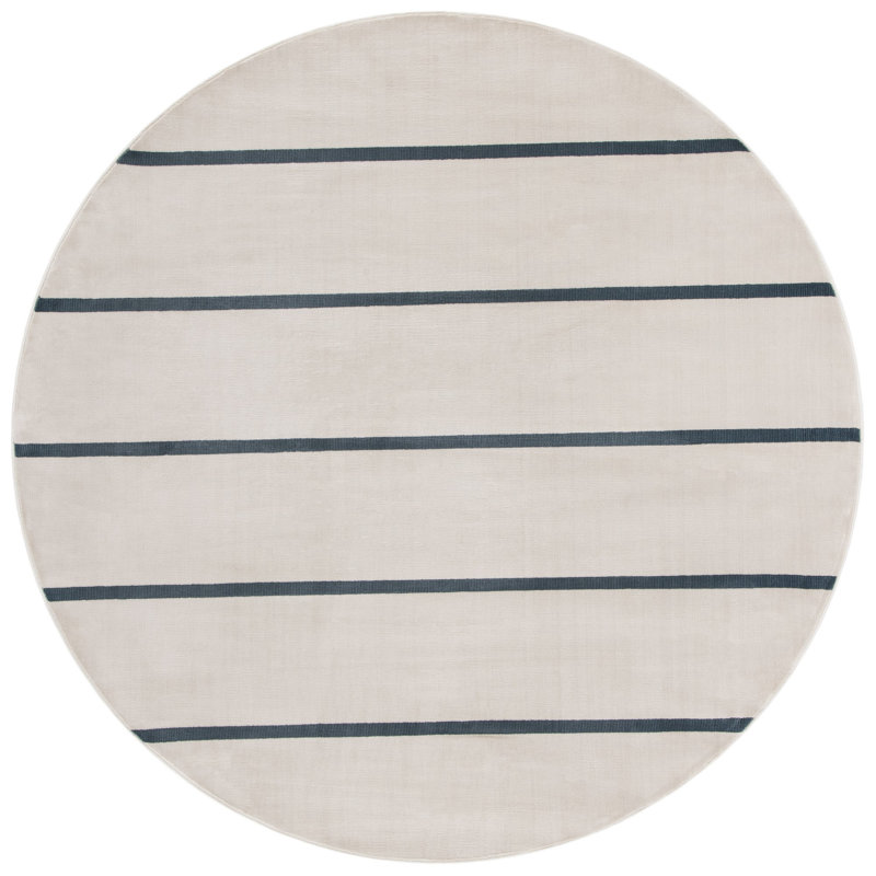 Tapis ivoire / bleu marine Aslin, Rond 6 pi 7 po