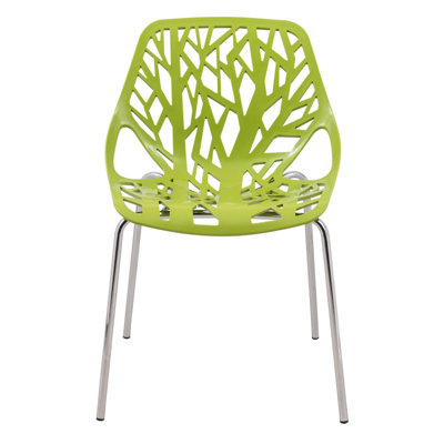  Chaise d'appoint de couleur verte avec pieds chromés