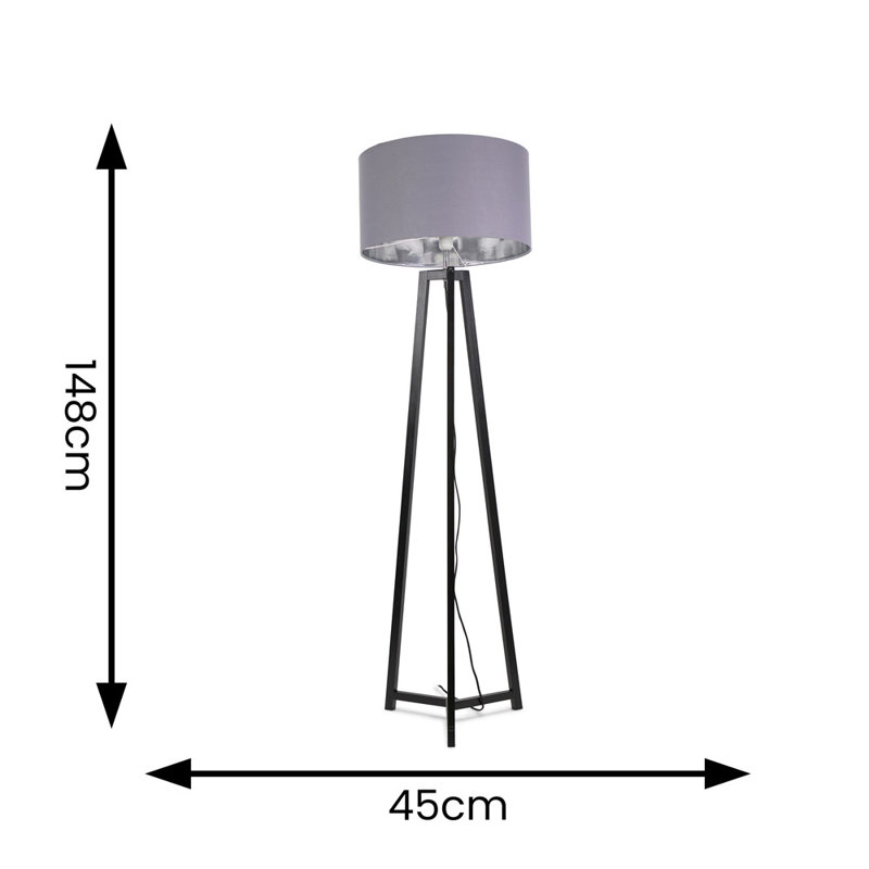 Rhavyn 148cm Traditional Floor Lamp, Grey/Chrome, Matte Black