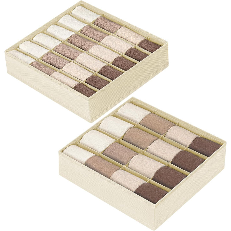 Sock Organiser Organisateur de tiroir - Solution de rangement de placard pliable pour chaussettes, sous-vêtements, cravates, ceintures et accessoires, ensemble de 2